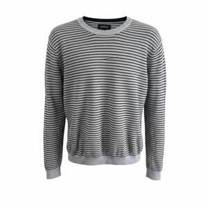 Nordstrom Men’s Medium Striped Long Sleeve Linen Crewneck Shirt Grey Black